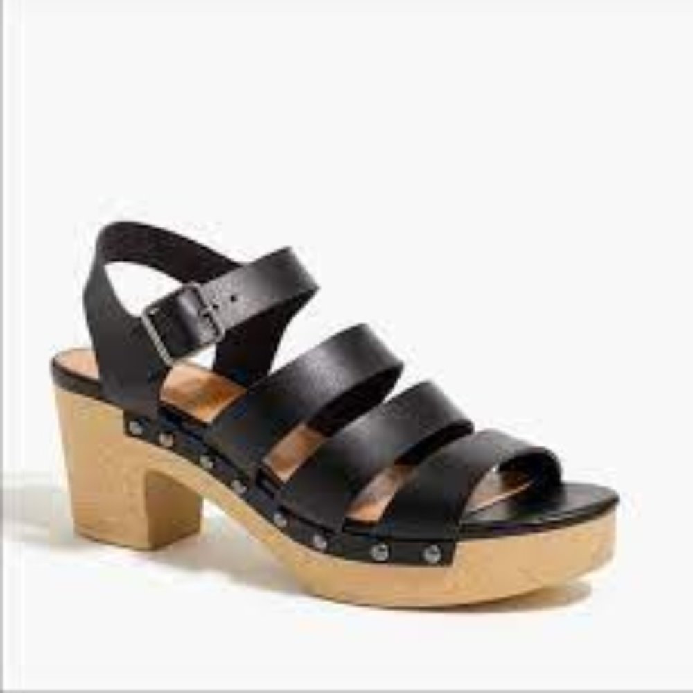 Women's Black Strappy Clog Sandals